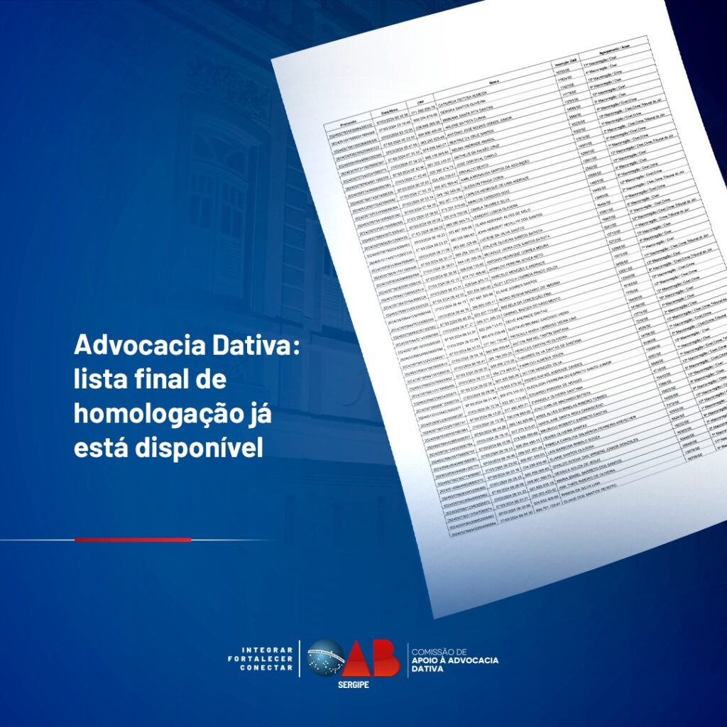 Advocacia Dativa lista final de homologação já está disponível OAB